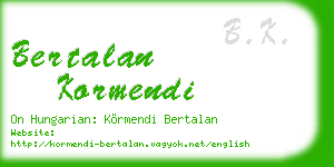 bertalan kormendi business card